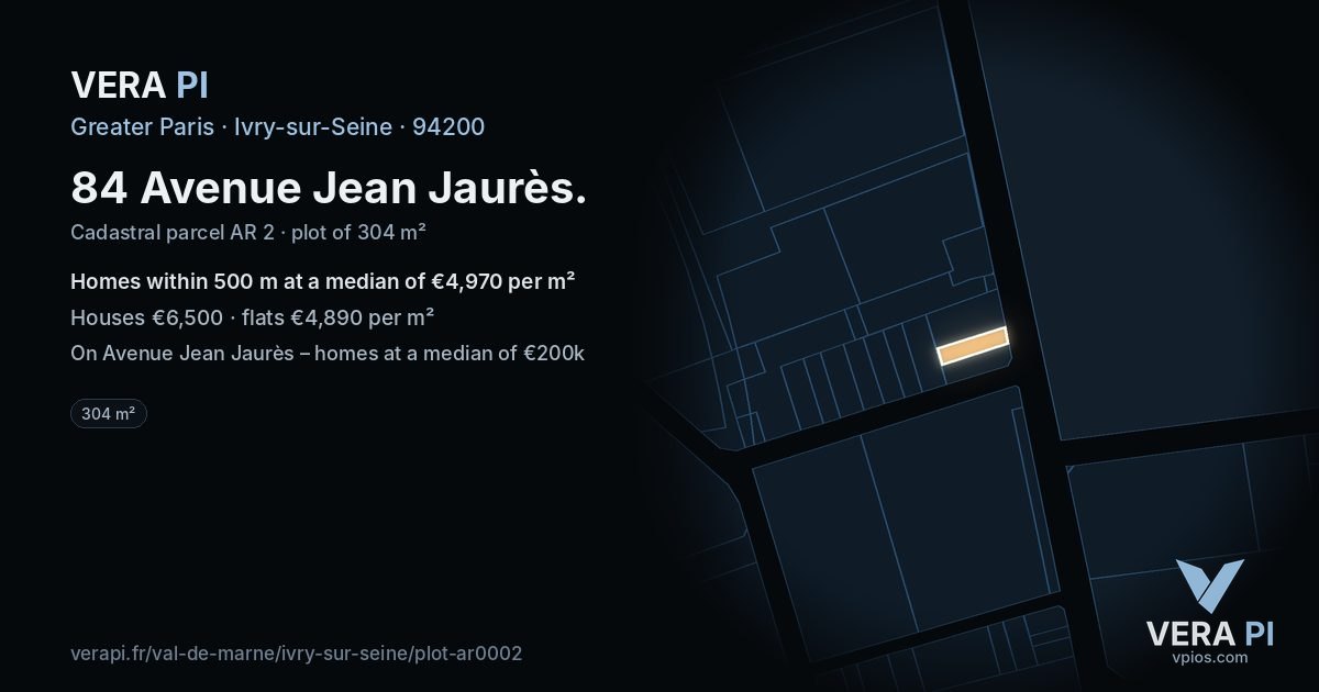 84 Avenue Jean Jaurès, Ivry-sur-Seine at night – the plot lit, the parcels around coloured by the prices near them