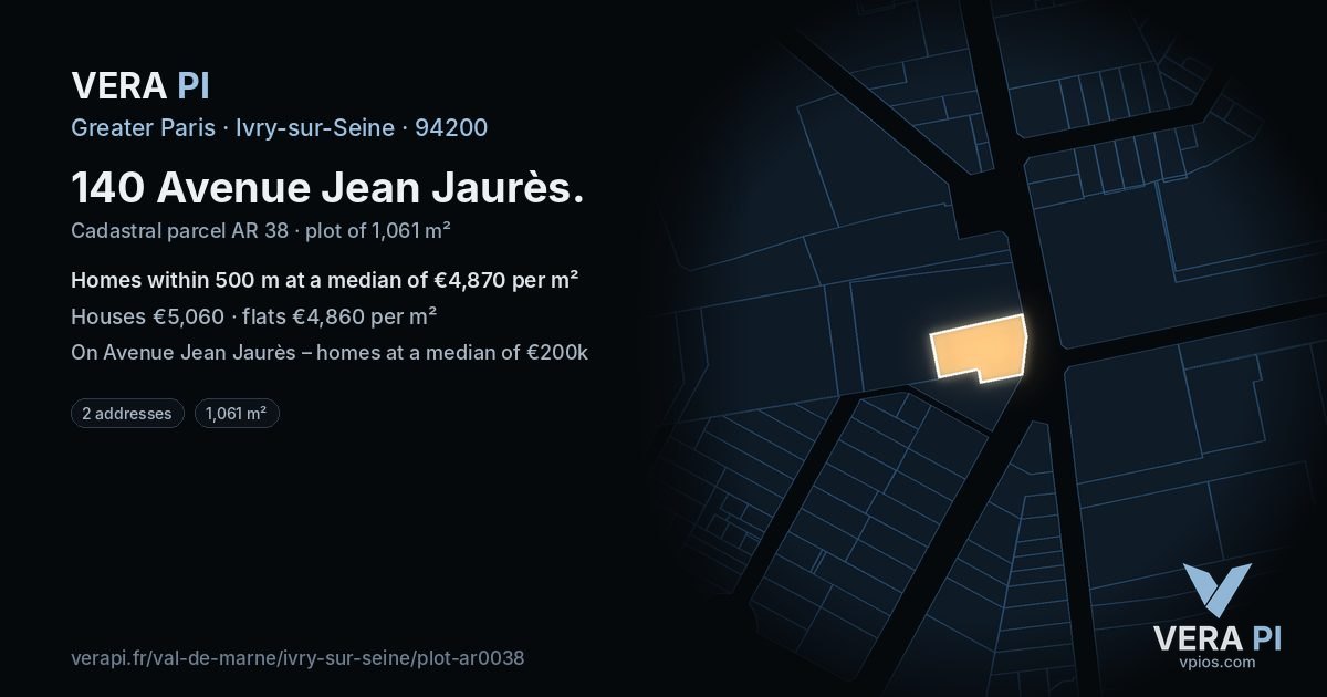 140 Avenue Jean Jaurès, Ivry-sur-Seine at night – the plot lit, the parcels around coloured by the prices near them