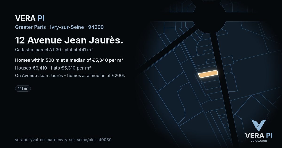 12 Avenue Jean Jaurès, Ivry-sur-Seine at night – the plot lit, the parcels around coloured by the prices near them