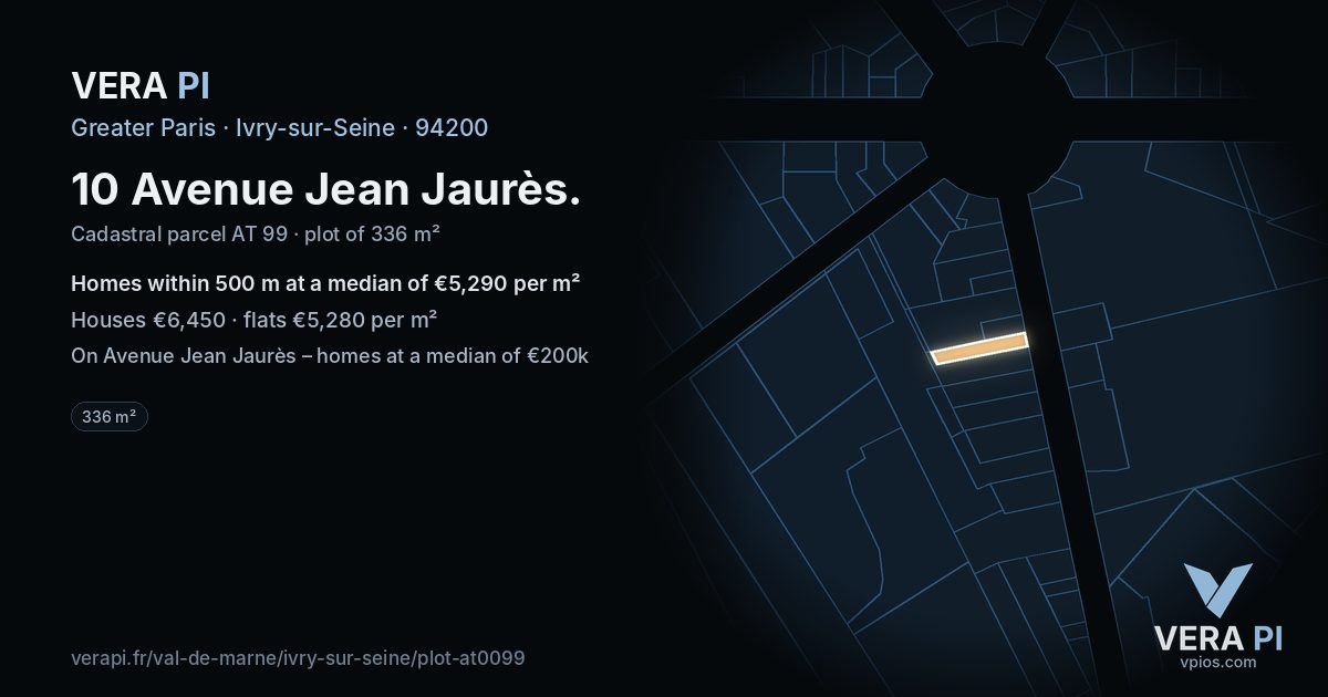 10 Avenue Jean Jaurès, Ivry-sur-Seine at night – the plot lit, the parcels around coloured by the prices near them