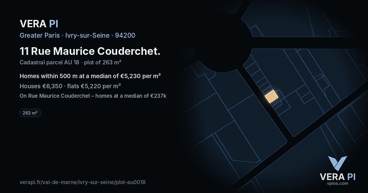11 Rue Maurice Couderchet, Ivry-sur-Seine at night – the plot lit, the parcels around coloured by the prices near them