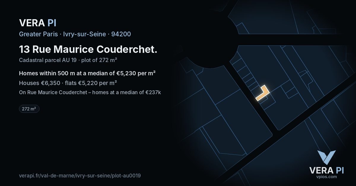 13 Rue Maurice Couderchet, Ivry-sur-Seine at night – the plot lit, the parcels around coloured by the prices near them