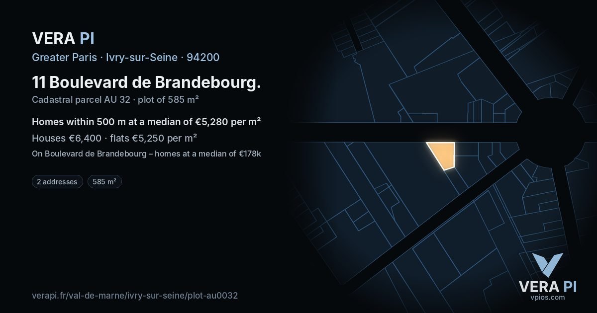 11 Boulevard de Brandebourg, Ivry-sur-Seine at night – the plot lit, the parcels around coloured by the prices near them