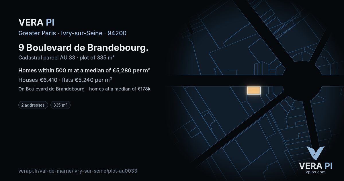 9 Boulevard de Brandebourg, Ivry-sur-Seine at night – the plot lit, the parcels around coloured by the prices near them
