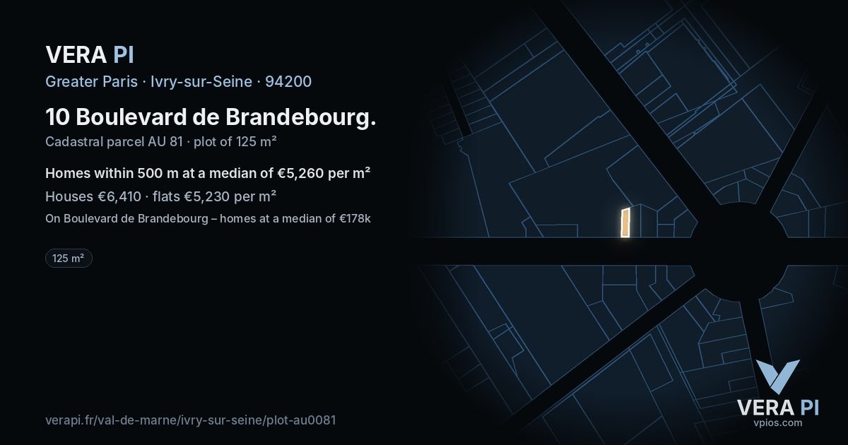 10 Boulevard de Brandebourg, Ivry-sur-Seine at night – the plot lit, the parcels around coloured by the prices near them