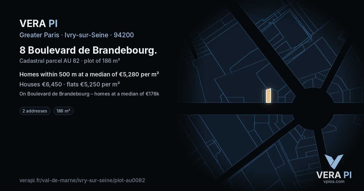 8 Boulevard de Brandebourg, Ivry-sur-Seine at night – the plot lit, the parcels around coloured by the prices near them