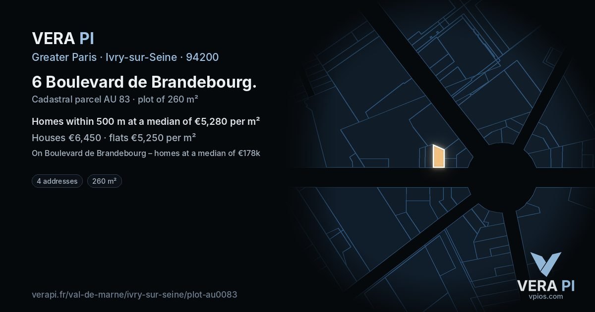 6 Boulevard de Brandebourg, Ivry-sur-Seine at night – the plot lit, the parcels around coloured by the prices near them