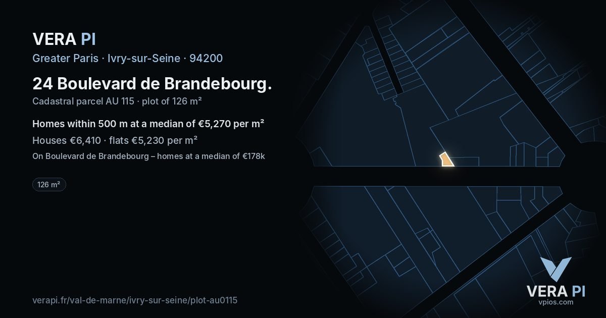 24 Boulevard de Brandebourg, Ivry-sur-Seine at night – the plot lit, the parcels around coloured by the prices near them