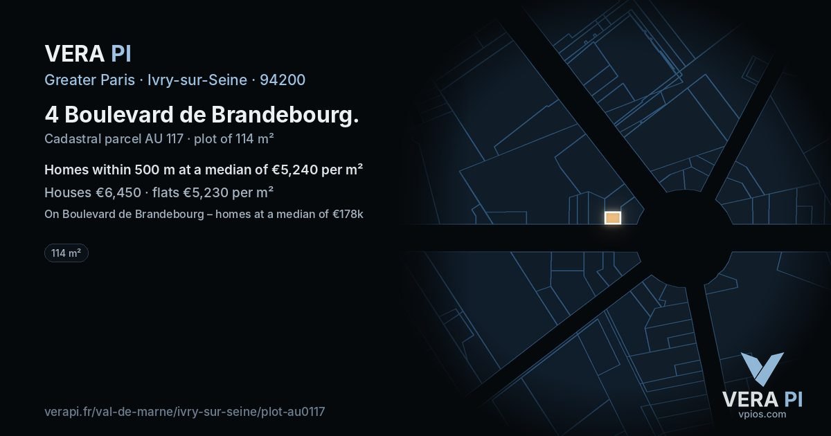4 Boulevard de Brandebourg, Ivry-sur-Seine at night – the plot lit, the parcels around coloured by the prices near them