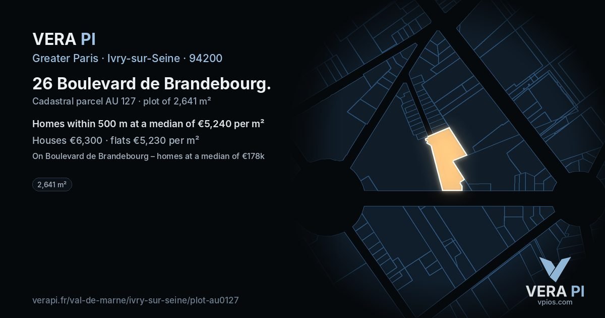 26 Boulevard de Brandebourg, Ivry-sur-Seine at night – the plot lit, the parcels around coloured by the prices near them