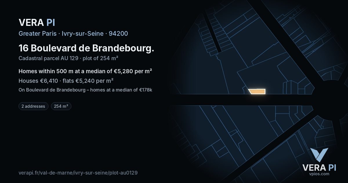 16 Boulevard de Brandebourg, Ivry-sur-Seine at night – the plot lit, the parcels around coloured by the prices near them