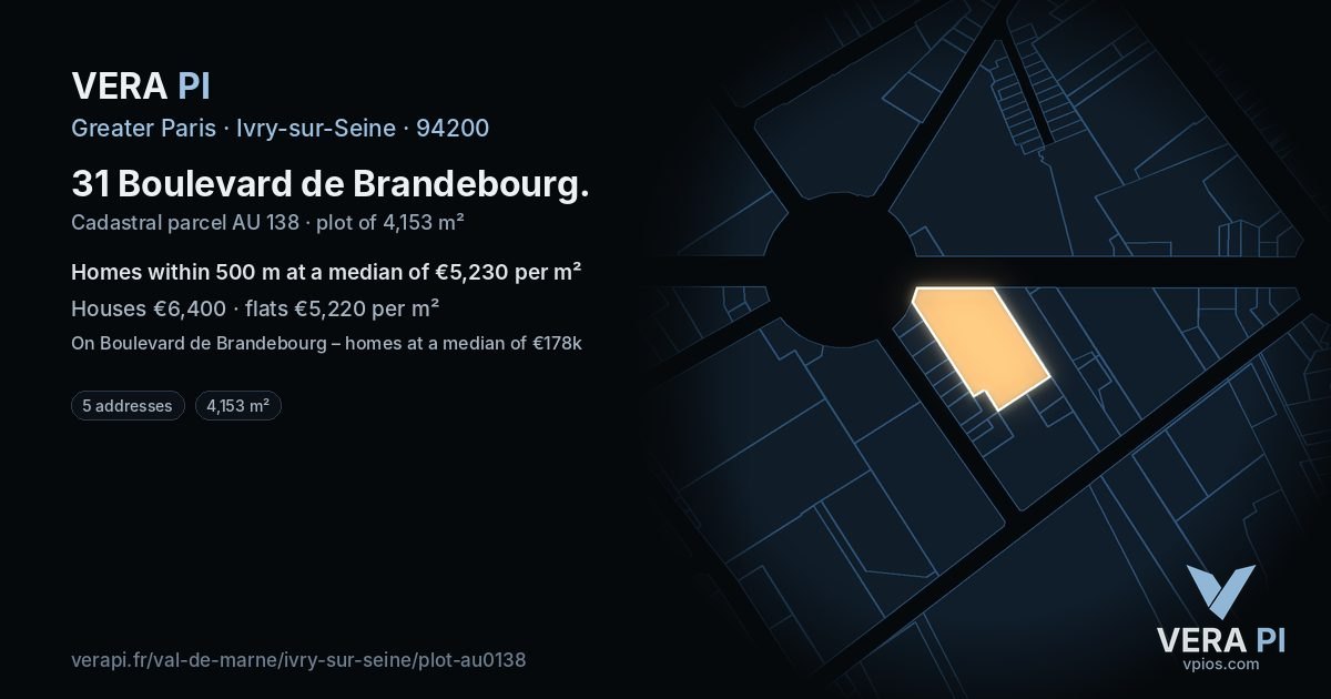 31 Boulevard de Brandebourg, Ivry-sur-Seine at night – the plot lit, the parcels around coloured by the prices near them