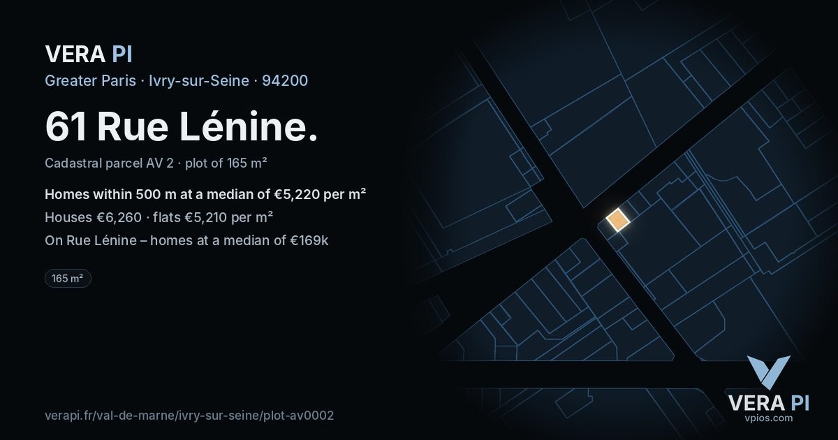61 Rue Lénine, Ivry-sur-Seine at night – the plot lit, the parcels around coloured by the prices near them