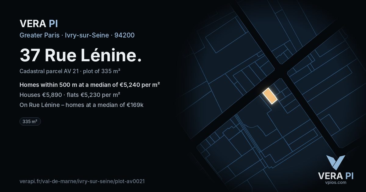 37 Rue Lénine, Ivry-sur-Seine at night – the plot lit, the parcels around coloured by the prices near them