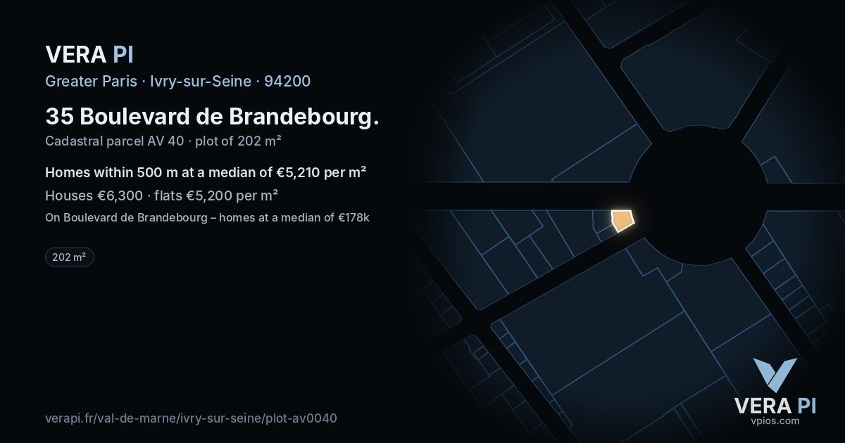 35 Boulevard de Brandebourg, Ivry-sur-Seine at night – the plot lit, the parcels around coloured by the prices near them