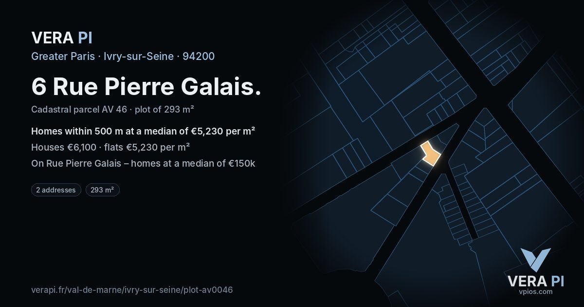 6 Rue Pierre Galais, Ivry-sur-Seine at night – the plot lit, the parcels around coloured by the prices near them