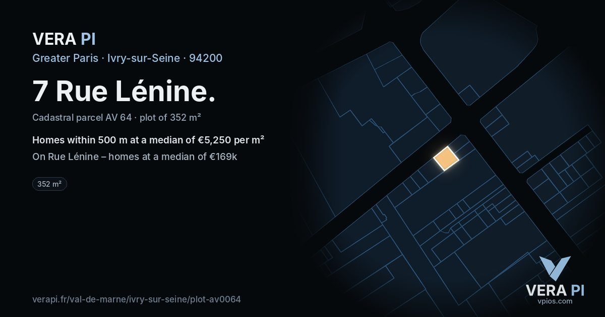 7 Rue Lénine, Ivry-sur-Seine at night – the plot lit, the parcels around coloured by the prices near them