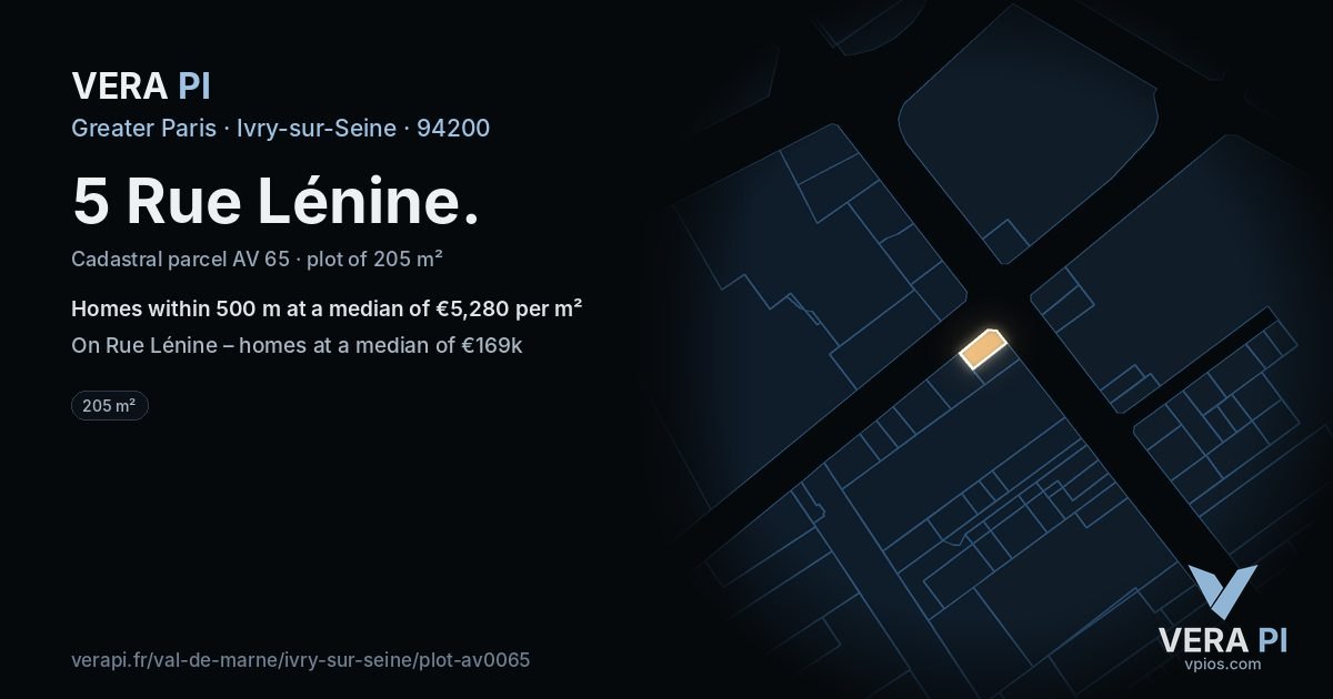 5 Rue Lénine, Ivry-sur-Seine at night – the plot lit, the parcels around coloured by the prices near them