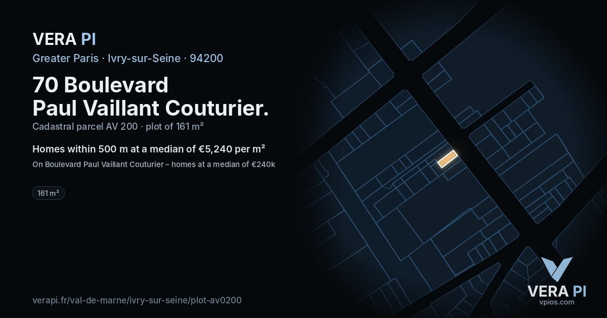 70 Boulevard Paul Vaillant Couturier, Ivry-sur-Seine at night – the plot lit, the parcels around coloured by the prices near them