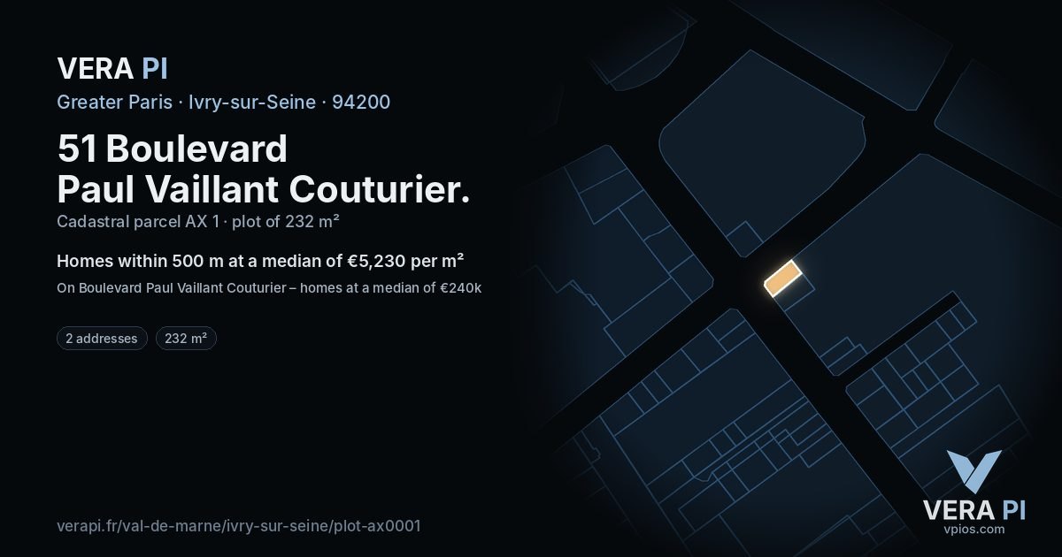 51 Boulevard Paul Vaillant Couturier, Ivry-sur-Seine at night – the plot lit, the parcels around coloured by the prices near them
