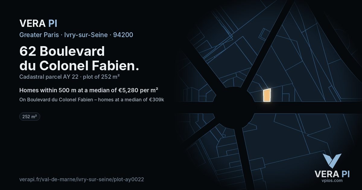 62 Boulevard du Colonel Fabien, Ivry-sur-Seine at night – the plot lit, the parcels around coloured by the prices near them