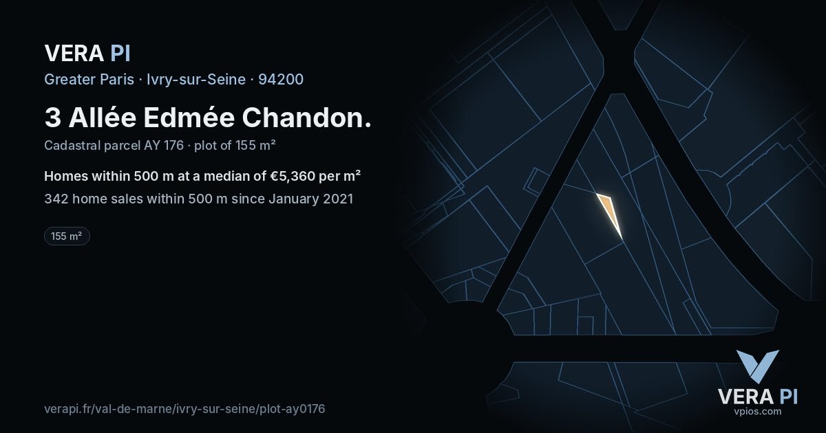 3 Allée Edmée Chandon, Ivry-sur-Seine at night – the plot lit, the parcels around coloured by the prices near them