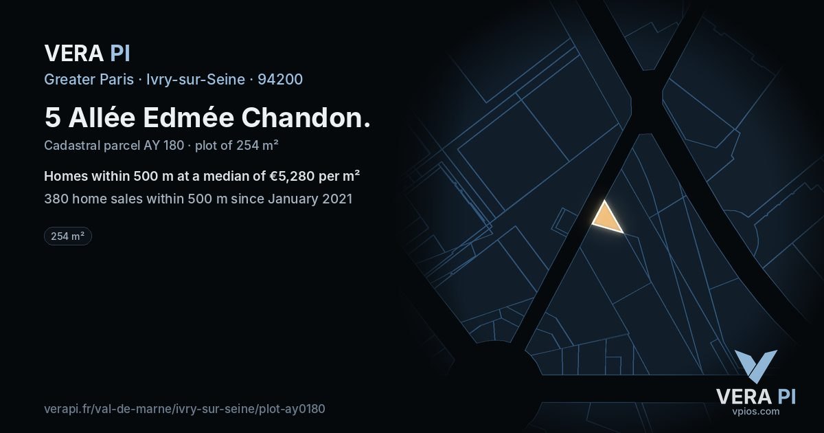 5 Allée Edmée Chandon, Ivry-sur-Seine at night – the plot lit, the parcels around coloured by the prices near them