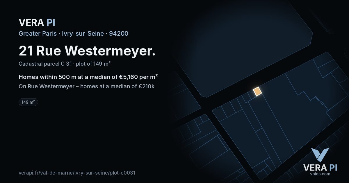 21 Rue Westermeyer, Ivry-sur-Seine at night – the plot lit, the parcels around coloured by the prices near them