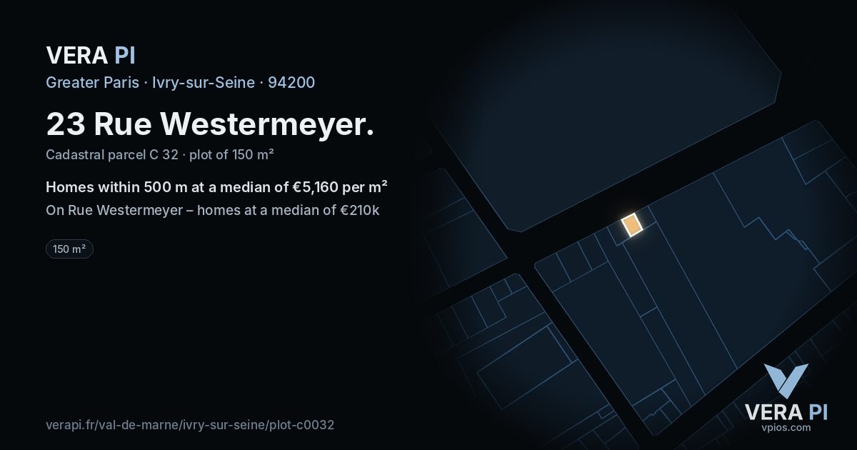 23 Rue Westermeyer, Ivry-sur-Seine at night – the plot lit, the parcels around coloured by the prices near them