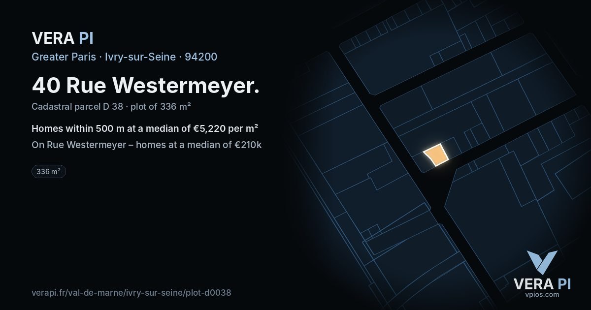 40 Rue Westermeyer, Ivry-sur-Seine at night – the plot lit, the parcels around coloured by the prices near them