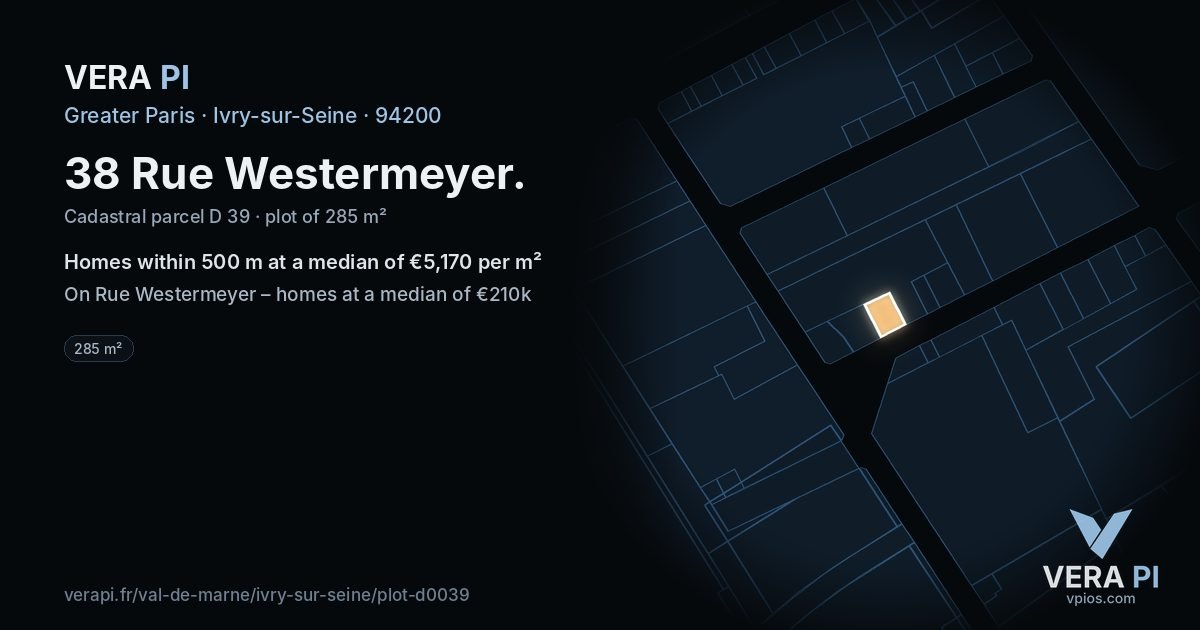 38 Rue Westermeyer, Ivry-sur-Seine at night – the plot lit, the parcels around coloured by the prices near them