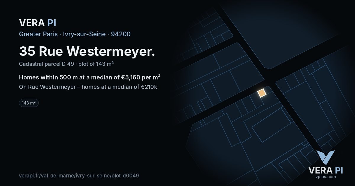 35 Rue Westermeyer, Ivry-sur-Seine at night – the plot lit, the parcels around coloured by the prices near them