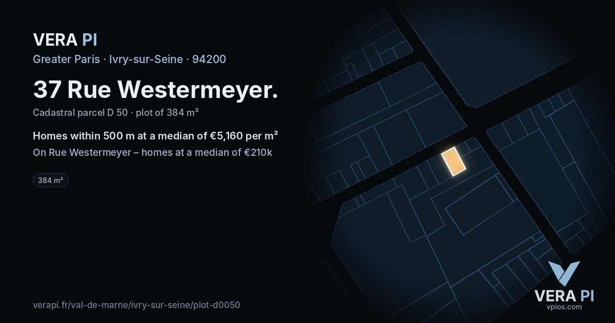 37 Rue Westermeyer, Ivry-sur-Seine at night – the plot lit, the parcels around coloured by the prices near them