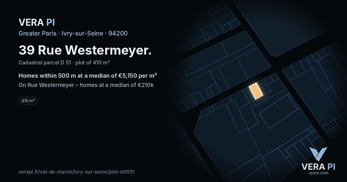 39 Rue Westermeyer, Ivry-sur-Seine at night – the plot lit, the parcels around coloured by the prices near them
