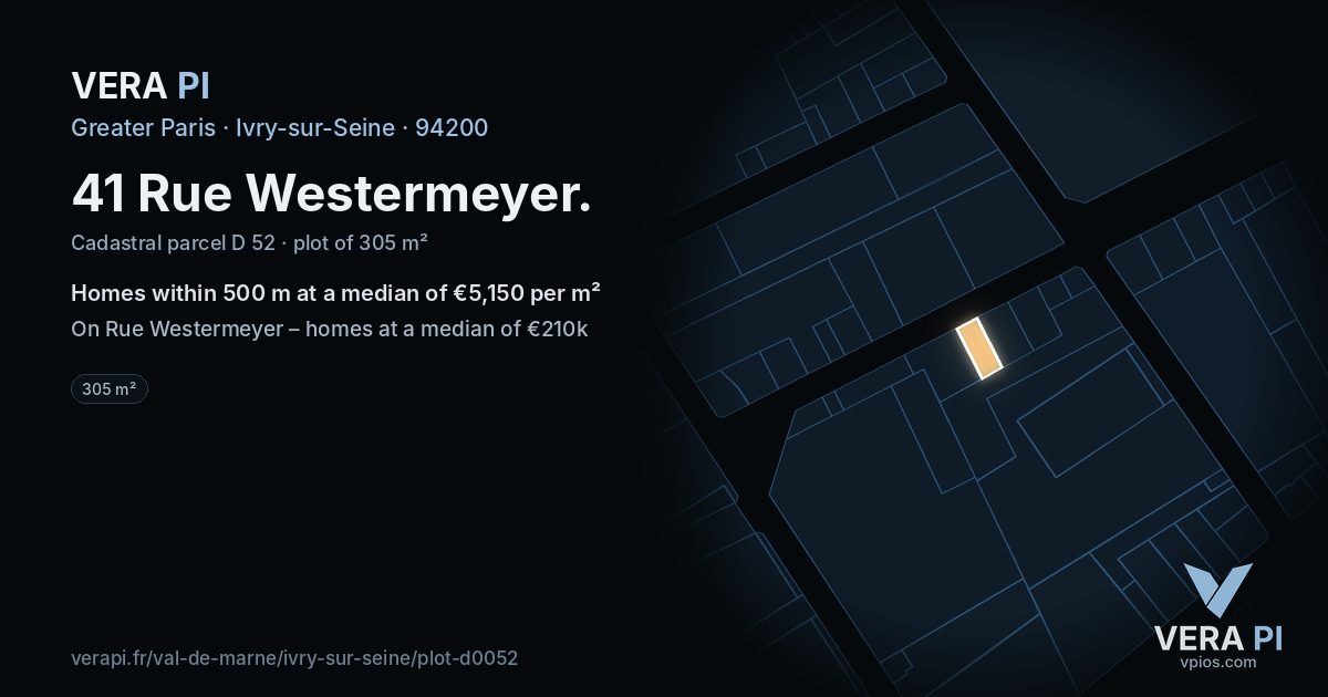 41 Rue Westermeyer, Ivry-sur-Seine at night – the plot lit, the parcels around coloured by the prices near them