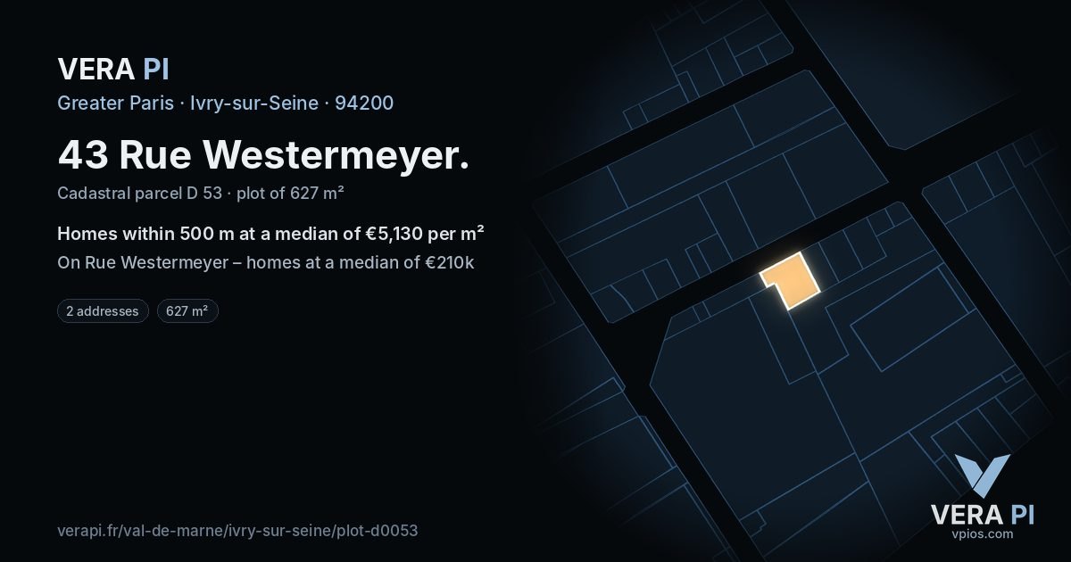 43 Rue Westermeyer, Ivry-sur-Seine at night – the plot lit, the parcels around coloured by the prices near them