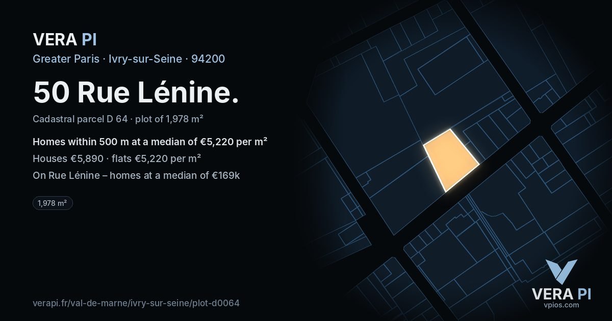 50 Rue Lénine, Ivry-sur-Seine at night – the plot lit, the parcels around coloured by the prices near them
