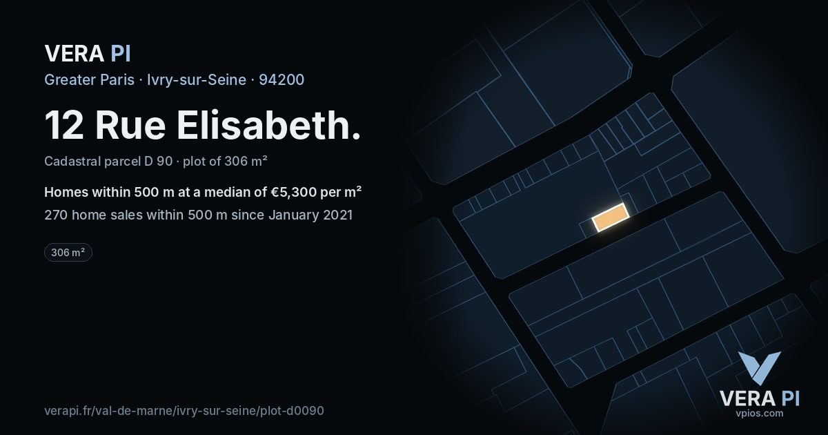 12 Rue Elisabeth, Ivry-sur-Seine at night – the plot lit, the parcels around coloured by the prices near them