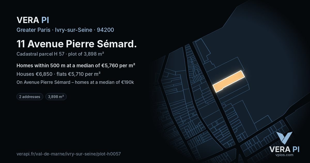 11 Avenue Pierre Sémard, Ivry-sur-Seine at night – the plot lit, the parcels around coloured by the prices near them