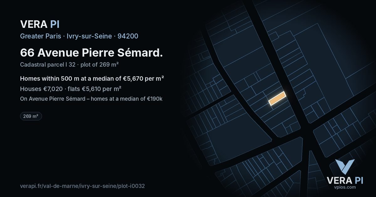 66 Avenue Pierre Sémard, Ivry-sur-Seine at night – the plot lit, the parcels around coloured by the prices near them