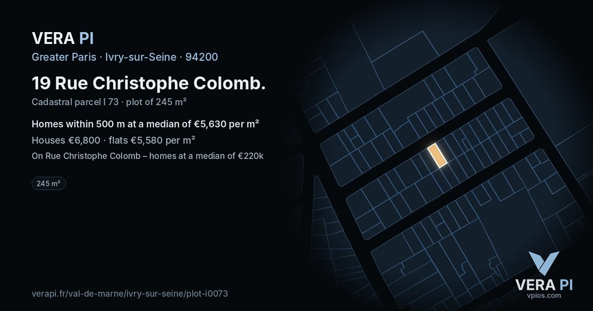19 Rue Christophe Colomb, Ivry-sur-Seine at night – the plot lit, the parcels around coloured by the prices near them
