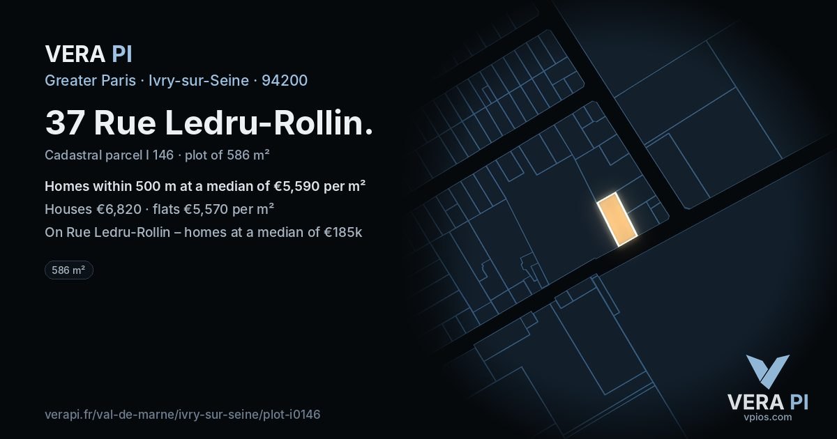 37 Rue Ledru-Rollin, Ivry-sur-Seine at night – the plot lit, the parcels around coloured by the prices near them