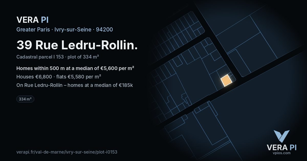 39 Rue Ledru-Rollin, Ivry-sur-Seine at night – the plot lit, the parcels around coloured by the prices near them
