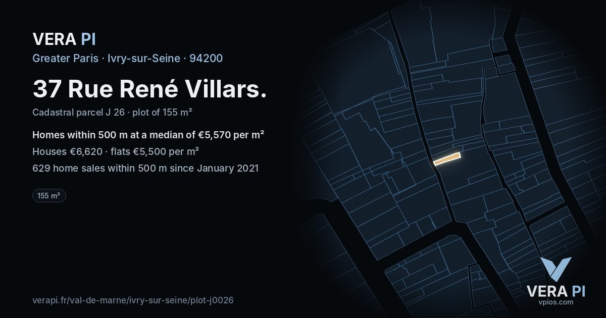 37 Rue René Villars, Ivry-sur-Seine at night – the plot lit, the parcels around coloured by the prices near them