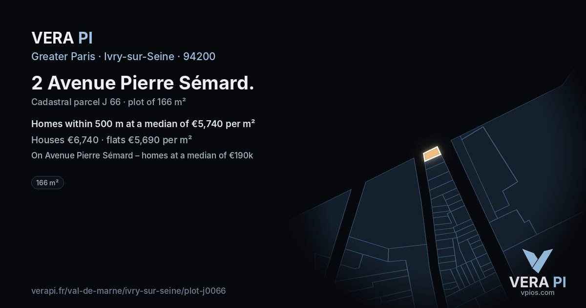 2 Avenue Pierre Sémard, Ivry-sur-Seine at night – the plot lit, the parcels around coloured by the prices near them