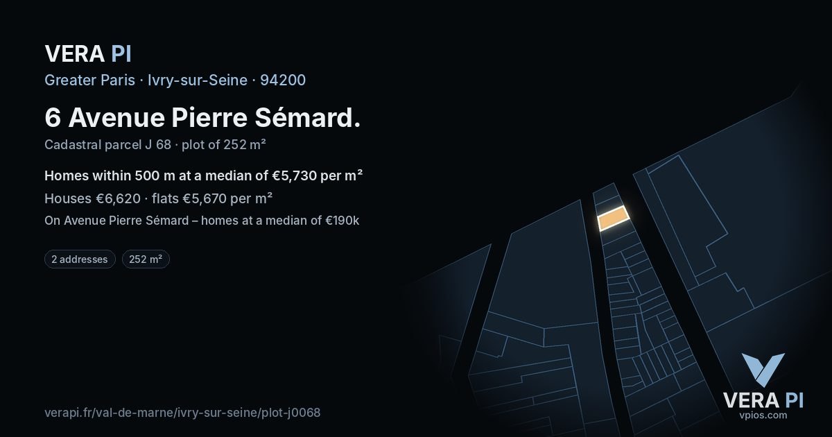 6 Avenue Pierre Sémard, Ivry-sur-Seine at night – the plot lit, the parcels around coloured by the prices near them