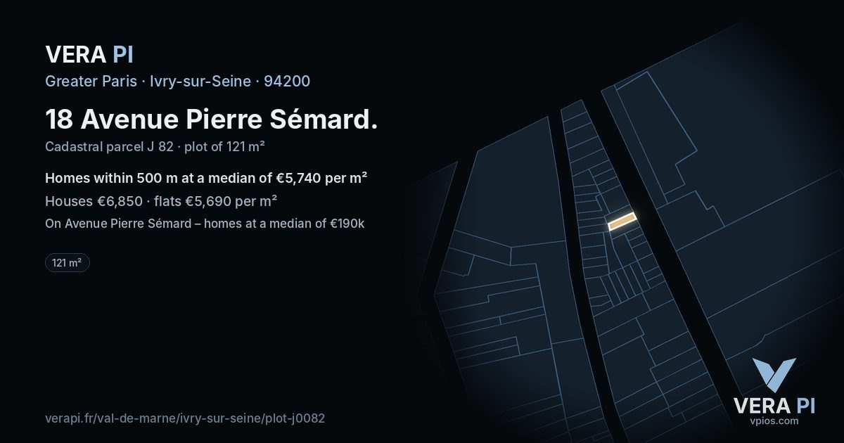 18 Avenue Pierre Sémard, Ivry-sur-Seine at night – the plot lit, the parcels around coloured by the prices near them
