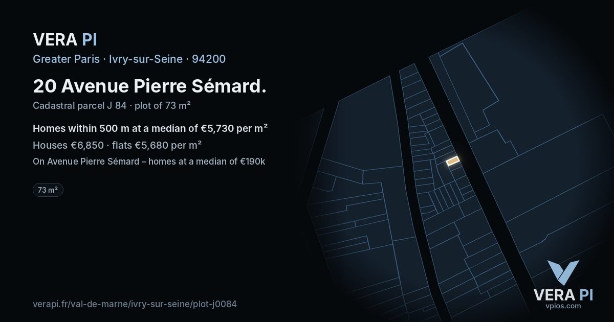 20 Avenue Pierre Sémard, Ivry-sur-Seine at night – the plot lit, the parcels around coloured by the prices near them