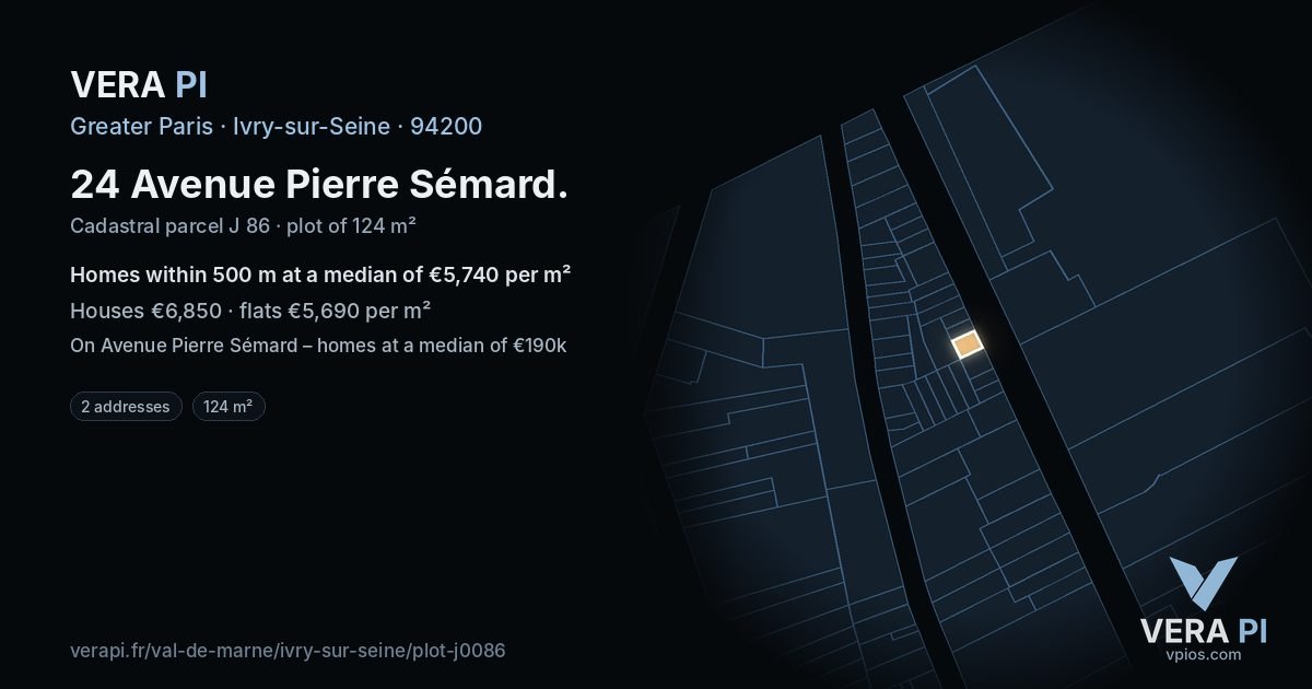 24 Avenue Pierre Sémard, Ivry-sur-Seine at night – the plot lit, the parcels around coloured by the prices near them