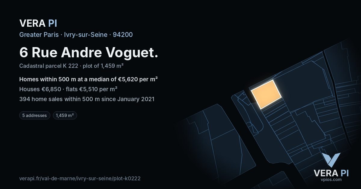 6 Rue Andre Voguet, Ivry-sur-Seine at night – the plot lit, the parcels around coloured by the prices near them